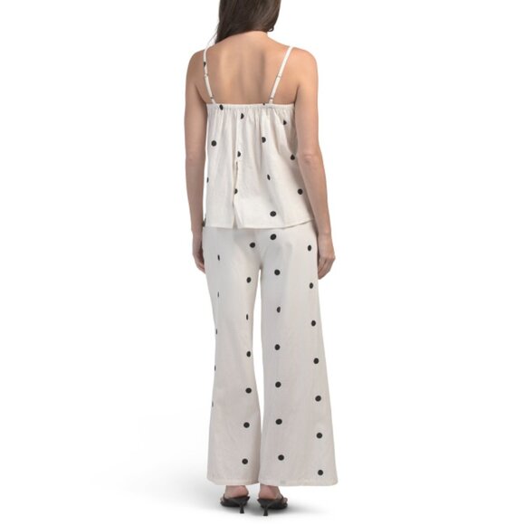 US TOGETHER Ivory/Black Relaxed Polka Dot Top And Pants Set - Picture 2 of 2
